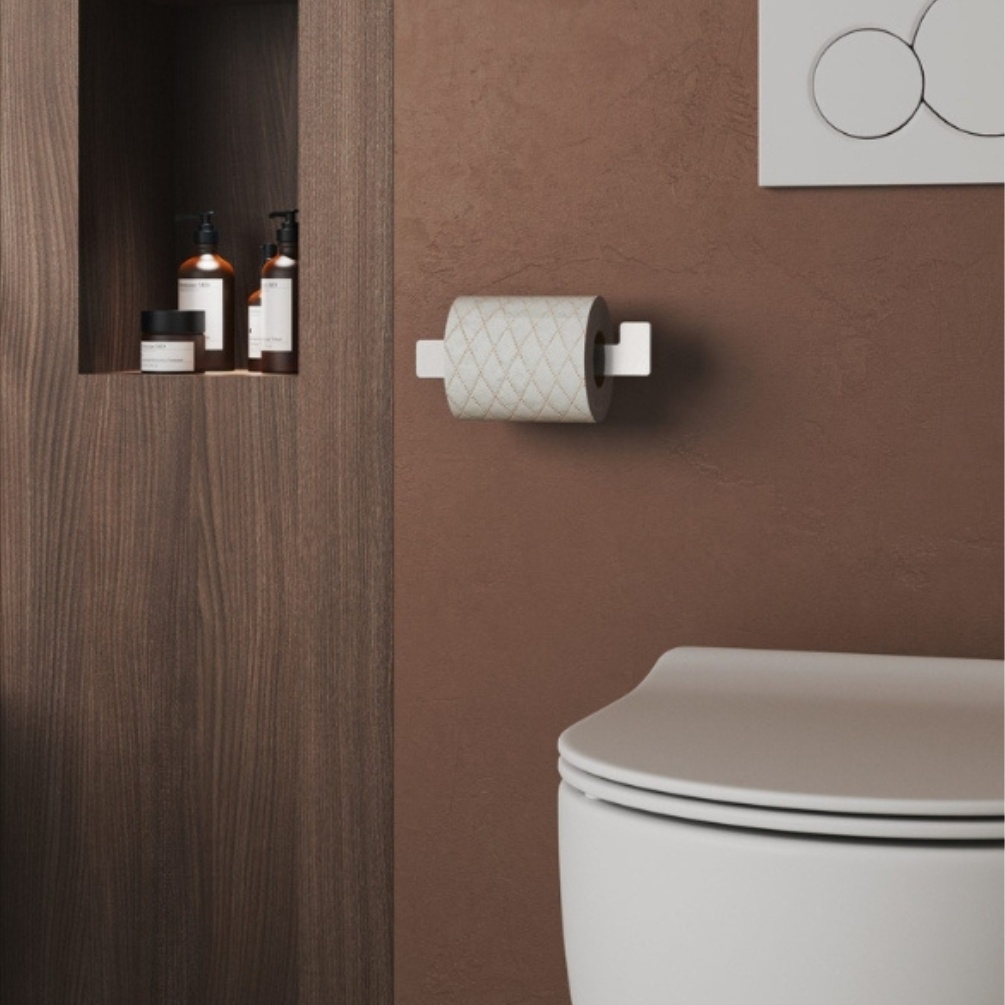 Origins Living Spluga Chrome Open Toilet Roll HolderCropped Lifestyle